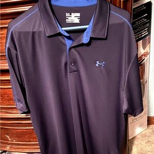 Mens 2xl dark navy blue under armor short sleeve polo shirt!